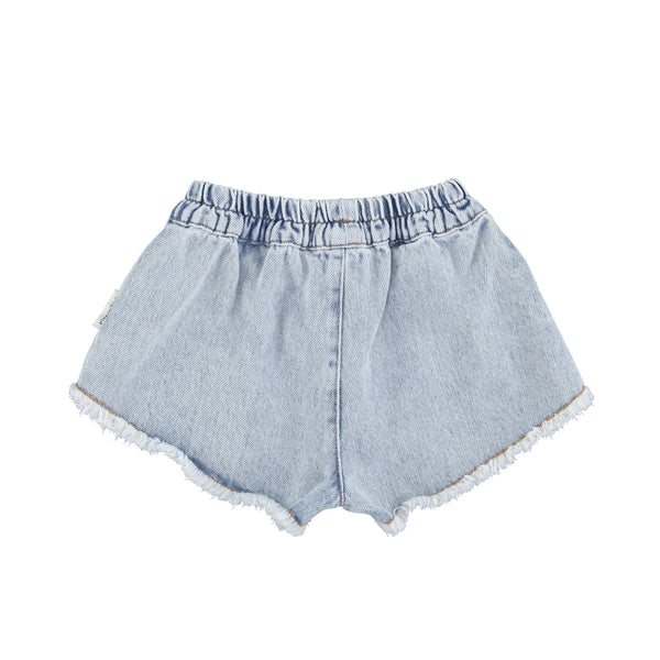 PiuPiuchick Short w/Fringes Washed Blue Denim