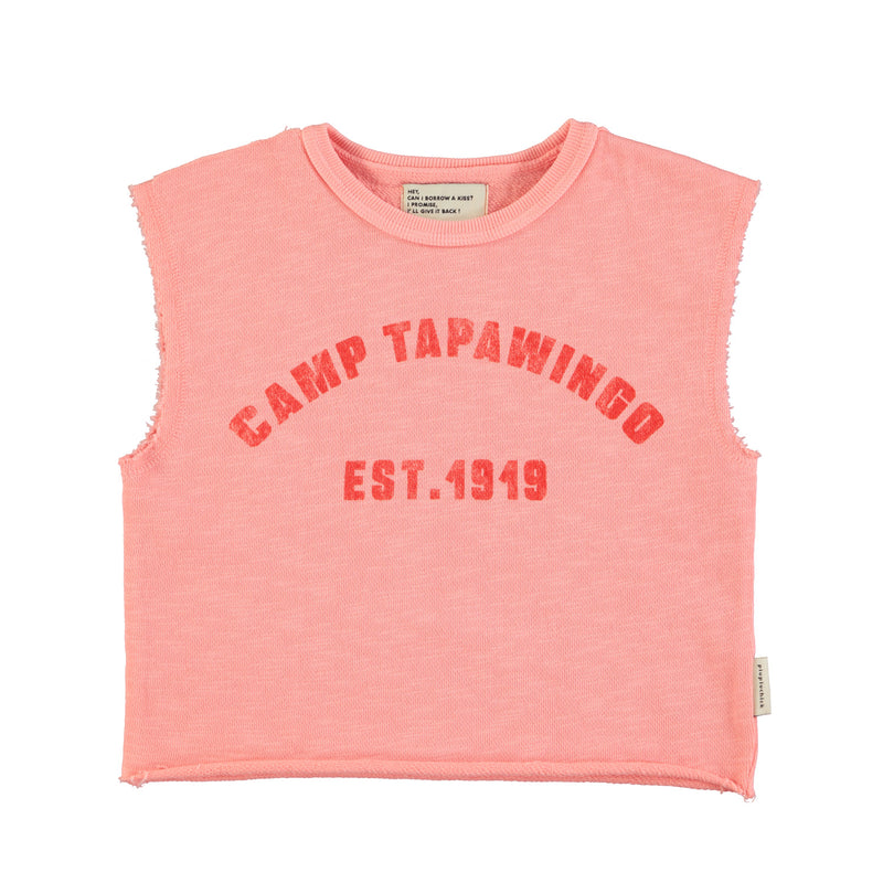 PiuPiuchick Sleeveless T-shirt Pink w/"Camp Tapawingo" Print