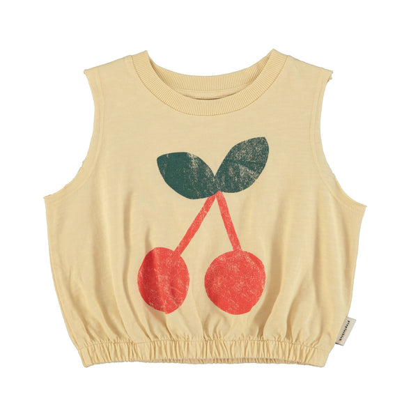 PiuPiuchick Sleeveless Top Sand w/Cherry Print