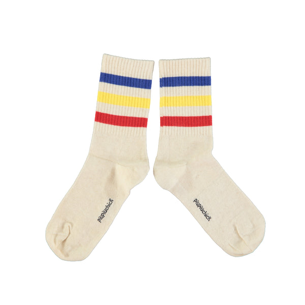 PiuPiuchick Socks Ecru w/Multicolor Stripes