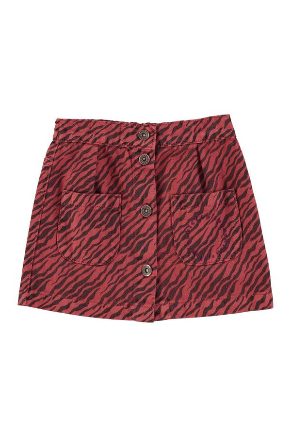 PiuPiuchick Short Skirt Bordeaux w/ Zebra Print