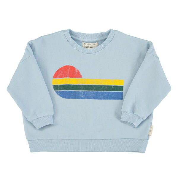 PiuPiuchick Sweatshirt Light Blue w/Multicolor Wave Print