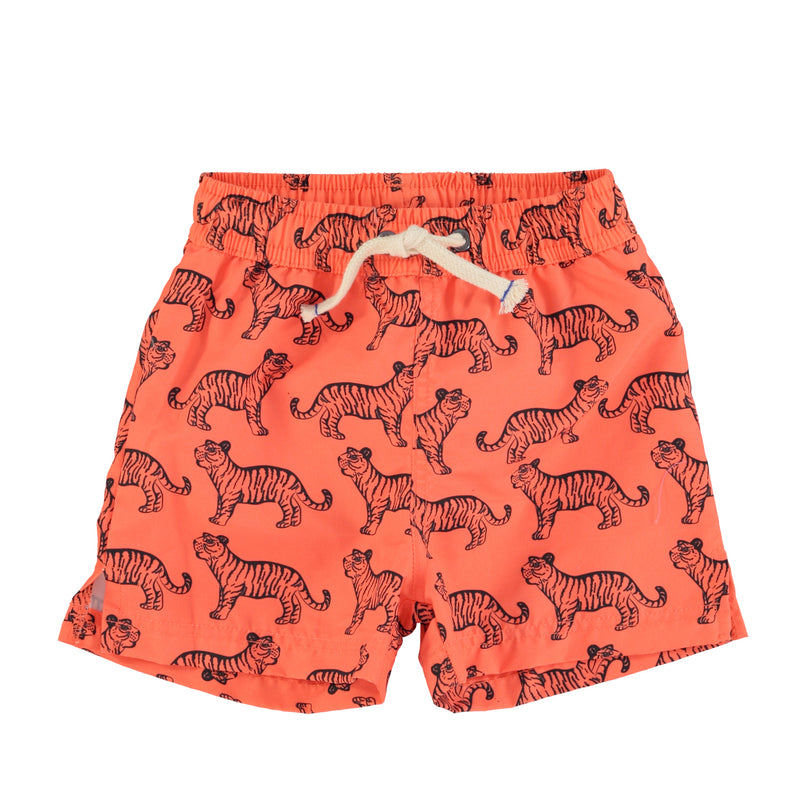 PiuPiuchick Swim Shorts Orange w/Black Tigers