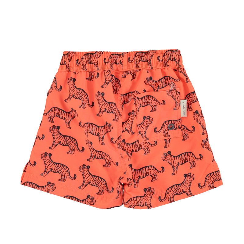 PiuPiuchick Swim Shorts Orange w/Black Tigers