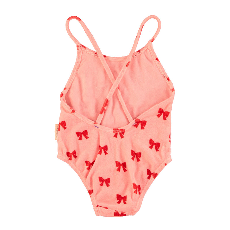 PiuPiuchick Swimsuit w/Crossed Straps Pink w/Red Bows