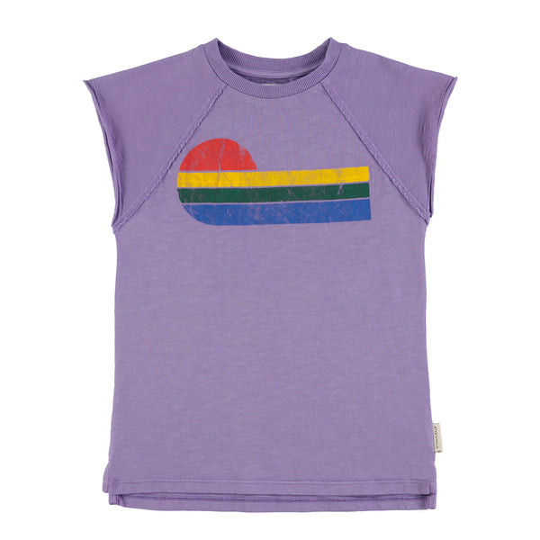 PiuPiuchick T-shirt Dress Purple w/Multicolor Wave Print