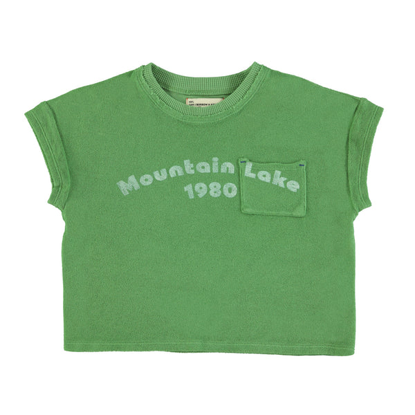 PiuPiuchick T-shirt Green w/"Mountain Lake"Print