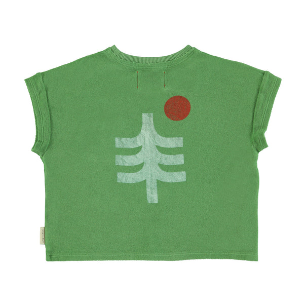 PiuPiuchick T-shirt Green w/"Mountain Lake"Print