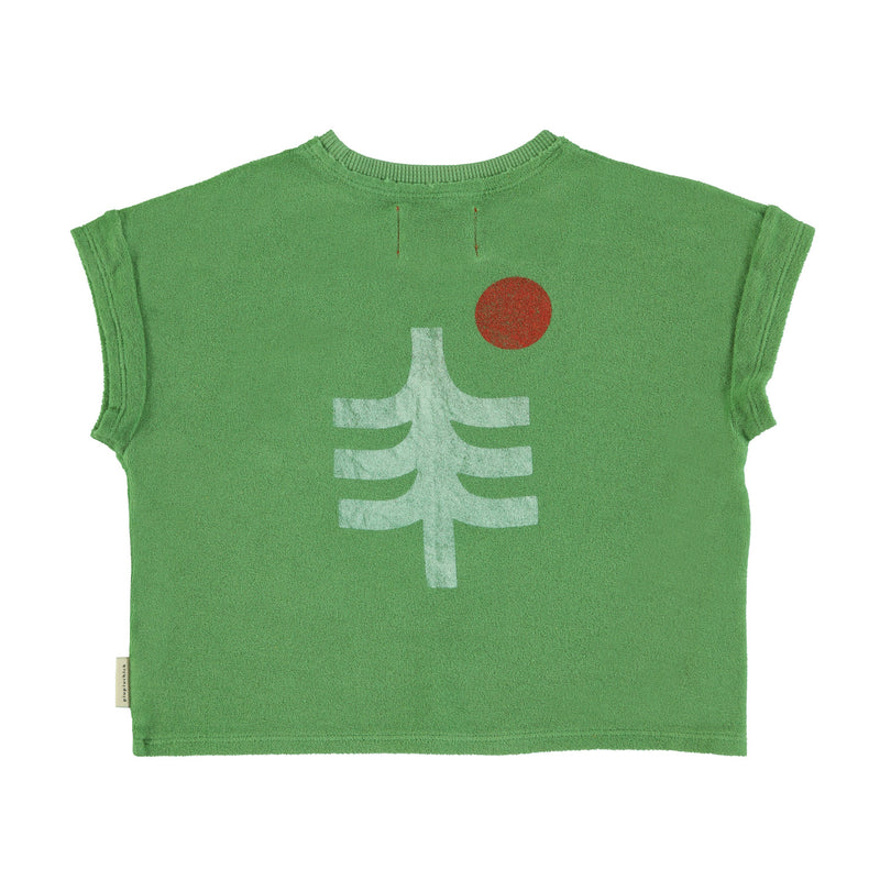 PiuPiuchick T-shirt Green w/"Mountain Lake"Print