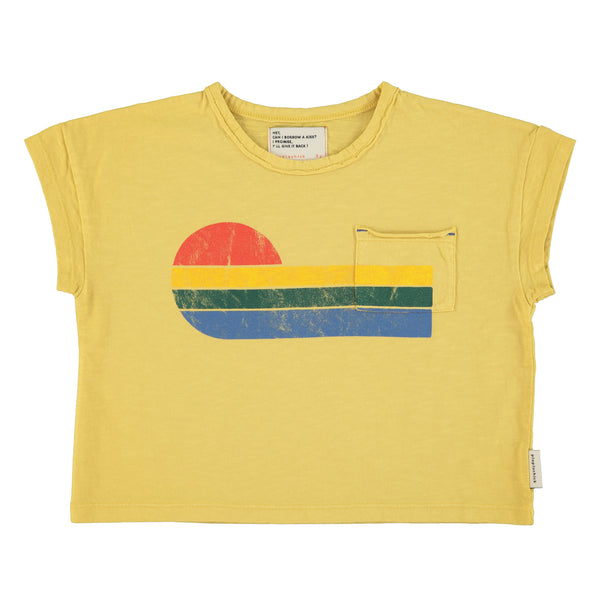 PiuPiuchick T-shirt Yellow w/Multicolor Wave Print