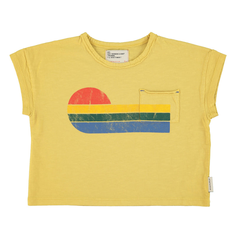 PiuPiuchick T-shirt Yellow w/Multicolor Wave Print