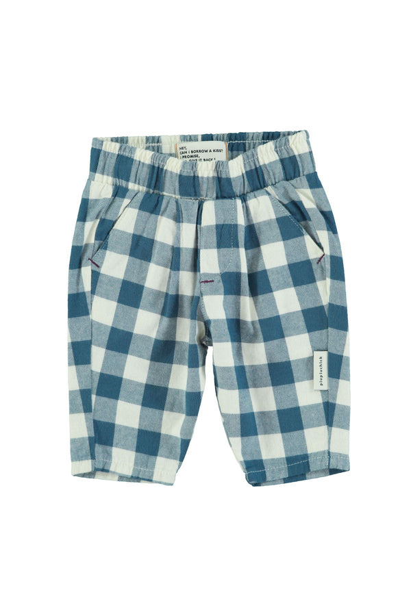 PiuPiuchick Baby Unisex Trousers Blue & White Checkered