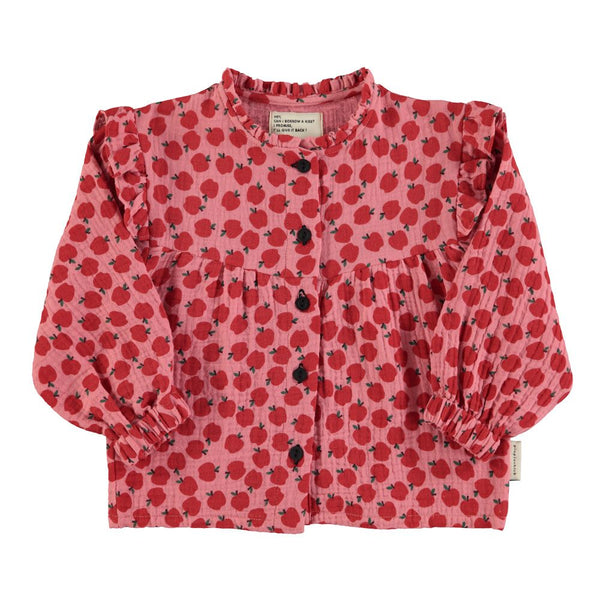 PiuPiuchick Blouse Frills Light Pink/Red Apples