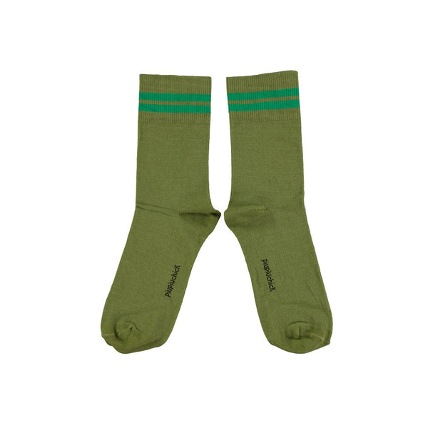 PiuPiuchick Short Socks Olive Green/Green Stripes