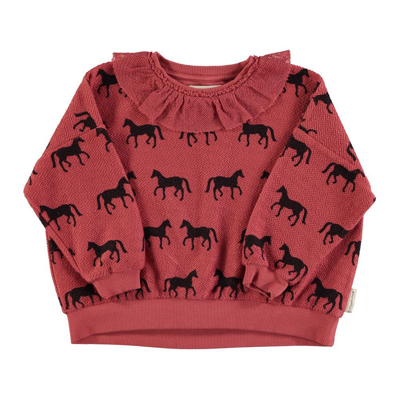 PiuPiuchick Sweatshirt Old Pink/Black Horses