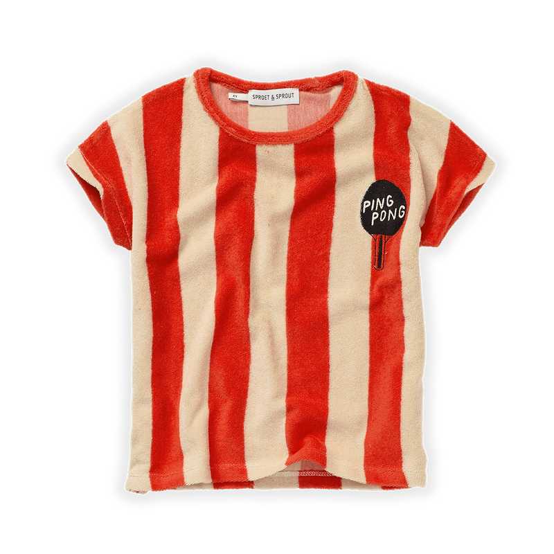 T-SHIRT - TERRY - STRIPES - POPPY RED