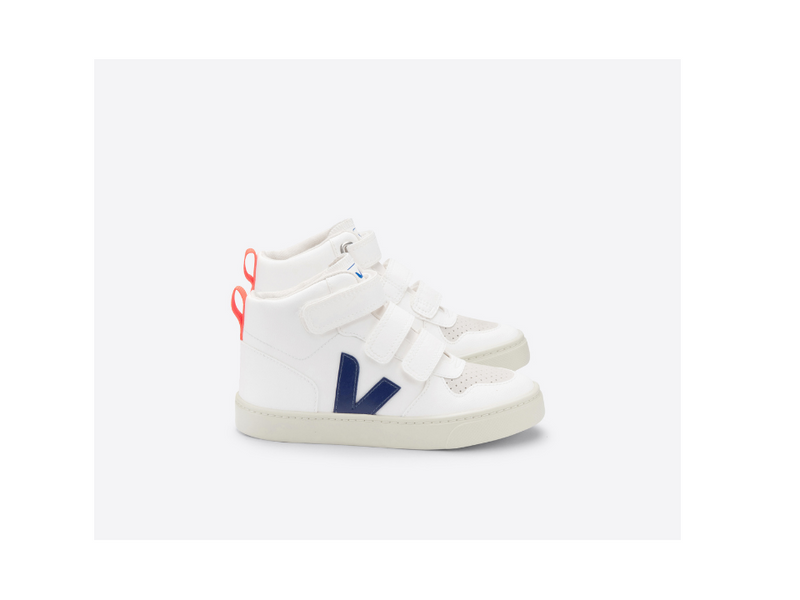 VEJA - HOGE SNEAKER - VELCRO - WIT - BLAUW