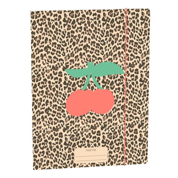 Jeune Premier Elastic File Folder Leopard Cherry