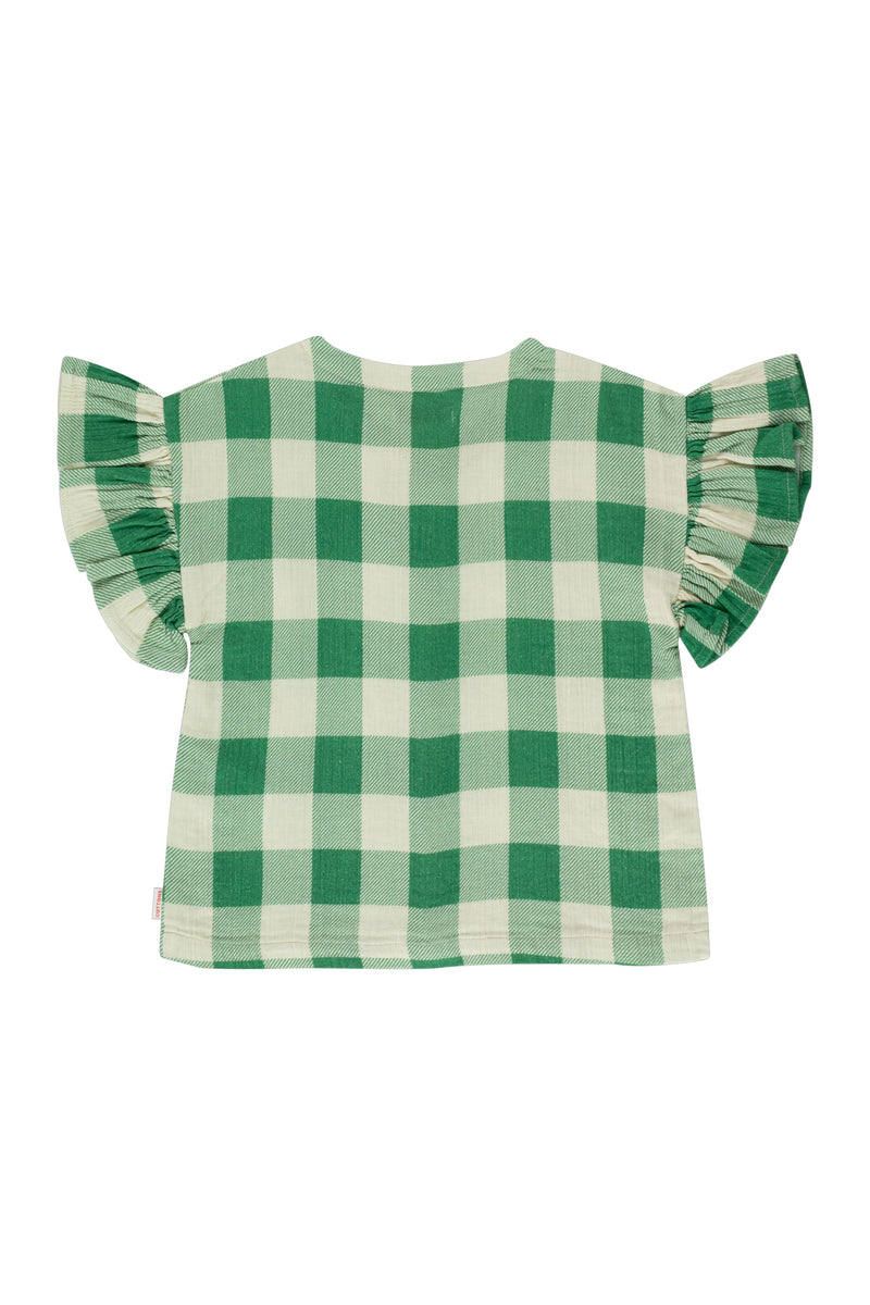 Tiny Cottons Big Check Frills Shirt light cream/pine green