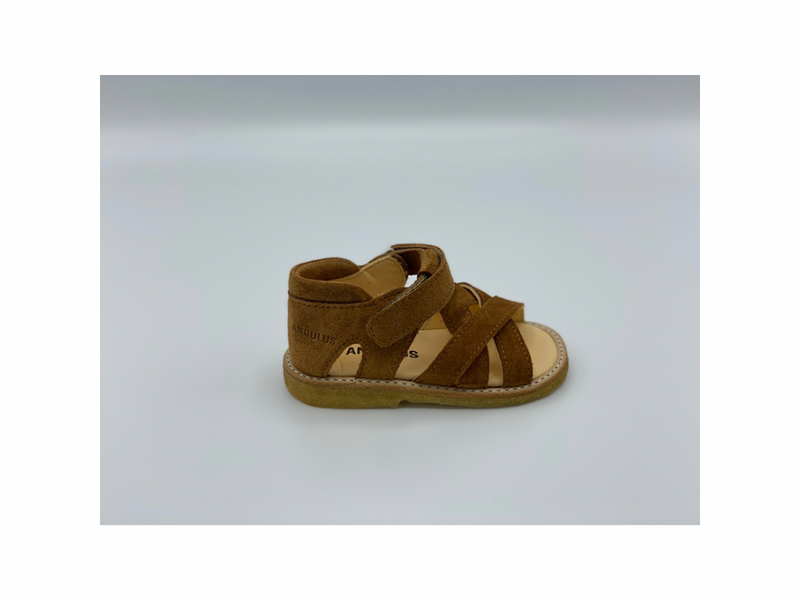 ANGULUS - EERSTE GELSOTEN SANDAALTJE - SUEDE - VELCRO  - COGNAC