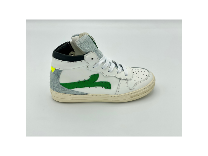 RONDINELLA - HALFHOGE SNEAKER - VETER-RITS - WIT/GROEN