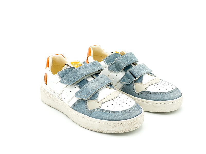 Ocra Witte Blauwe Sneaker Velcro  (maat 24 - 34)