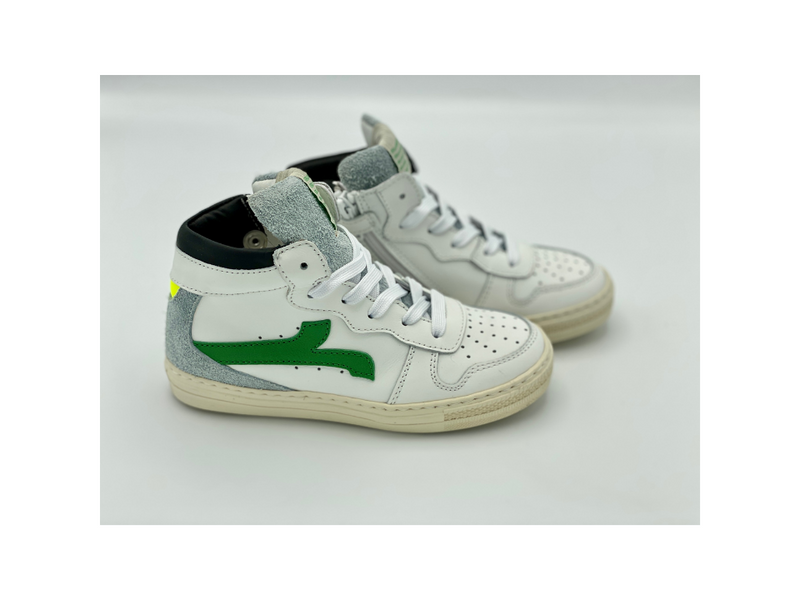RONDINELLA - HALFHOGE SNEAKER - VETER-RITS - WIT/GROEN