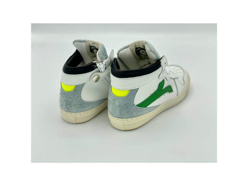 RONDINELLA - HALFHOGE SNEAKER - VETER-RITS - WIT/GROEN
